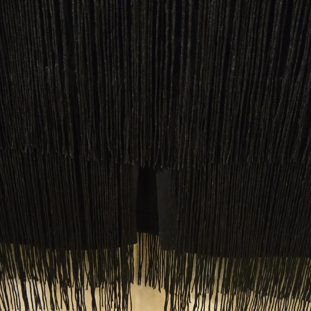 Chic Black Fringe Pencil Skirt - Picture 5 of 6